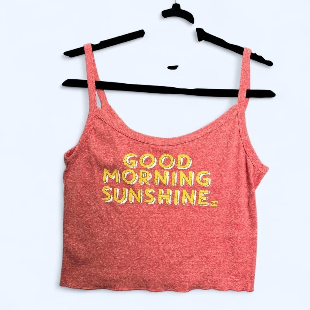 Billabong Tank Top Women's M Good Morning Sunshine Coral Beachy Surf Y2K Crop